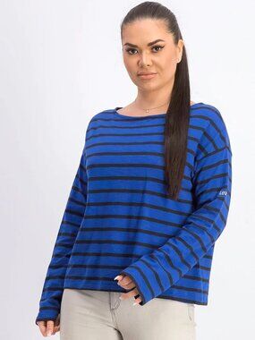 Levi's Womens Navy Striped Long Sleeve Crew Neck Top, Size S